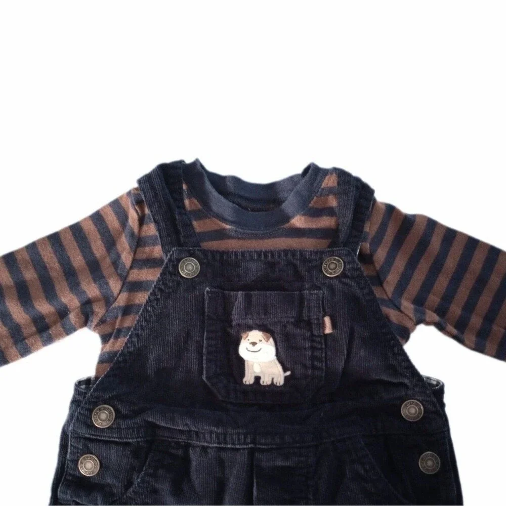 Carter's 2pc Overall Outfit Long Sleeve Top + Corduroy Pants sz 12M Boys